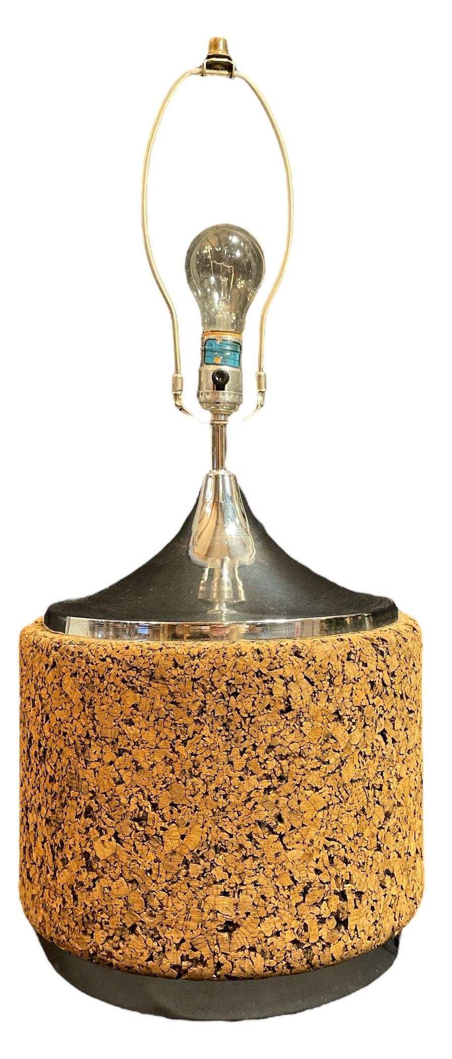 Mid Century LAUREL Cork & Chrome Lamp (1 of 2)