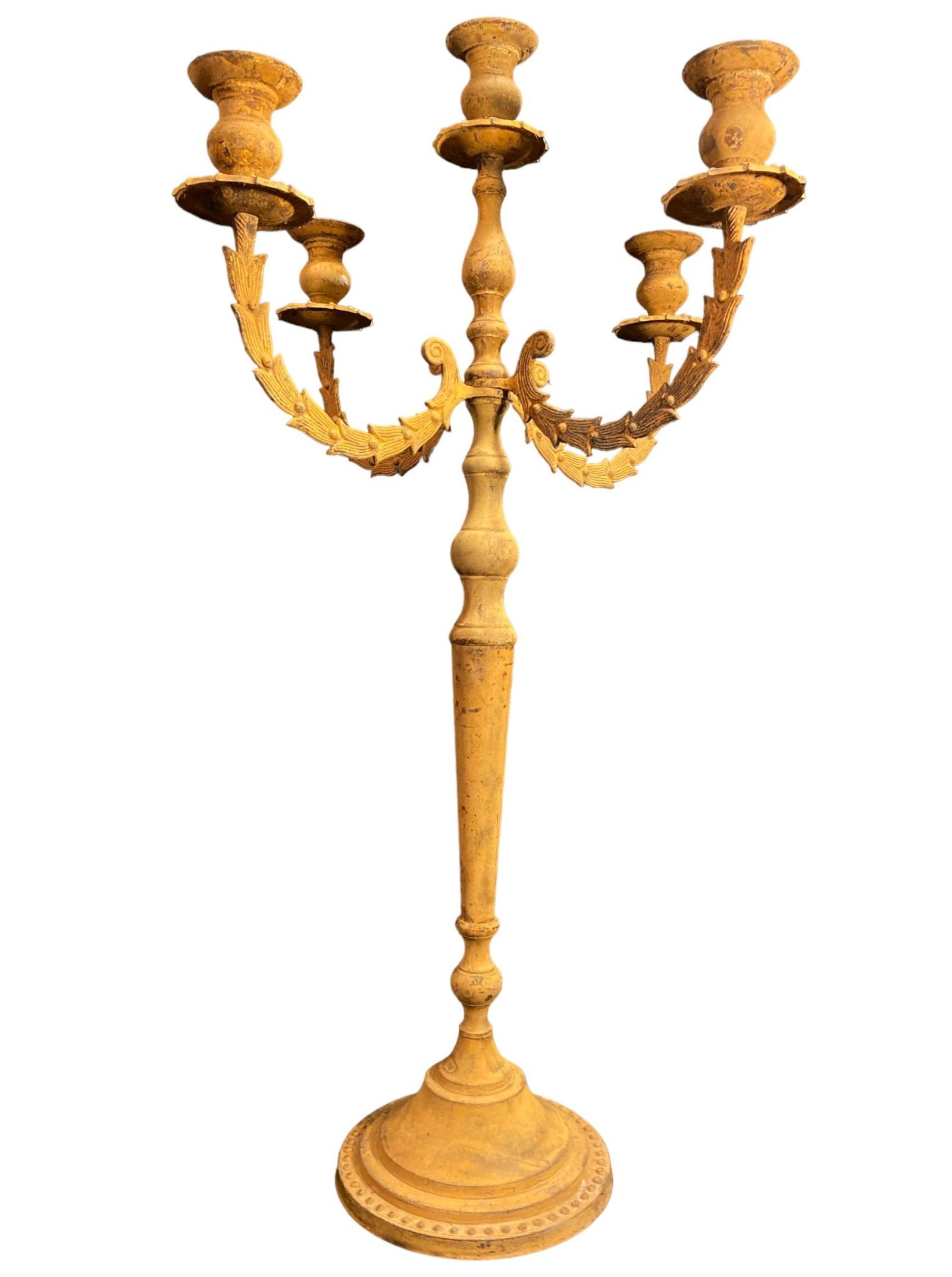 5-Arm Candelabra: 38" H x 21.75" W arm to arm x 10" DIA on bottom