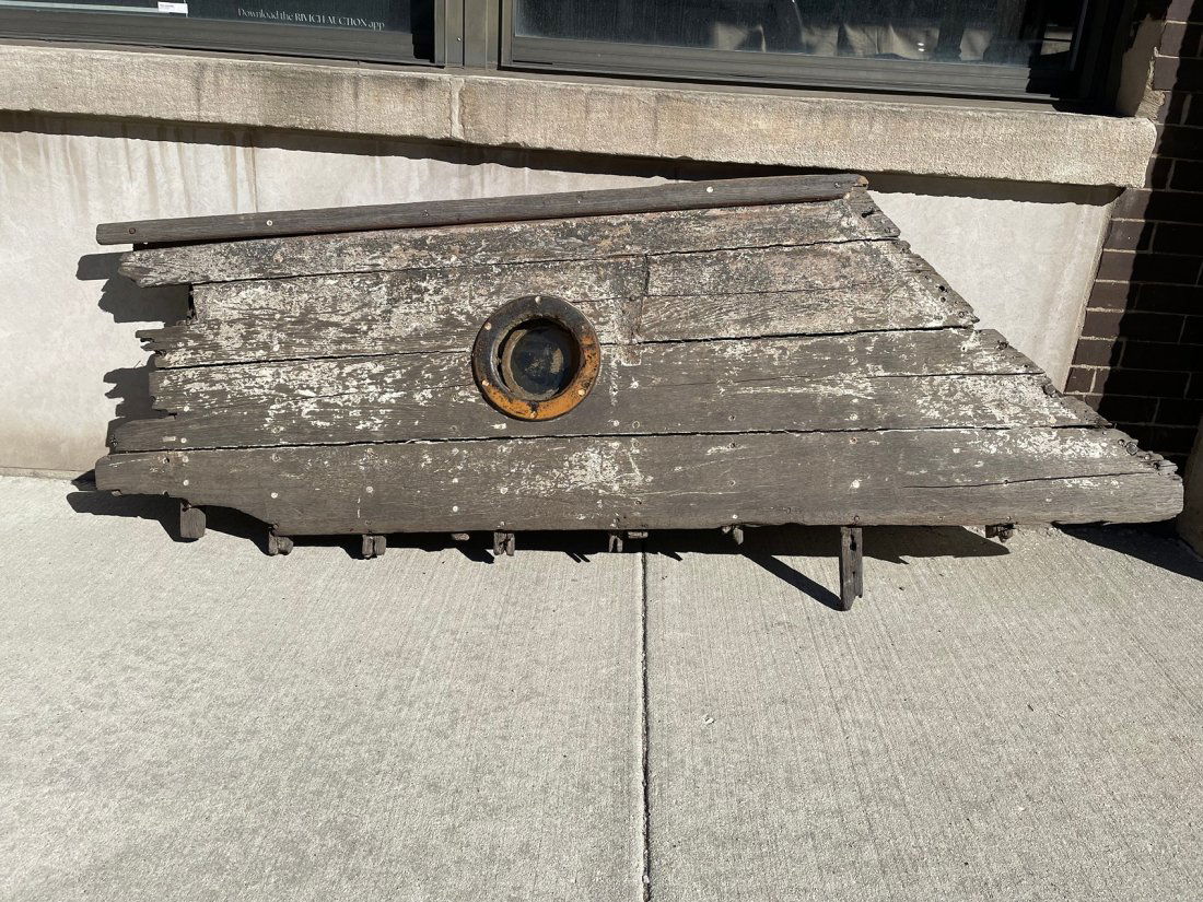 Old Nautical Salvaged Boat Hull Side w/ Porthole (1 of 9)