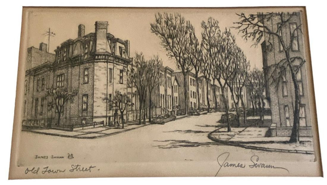 JAMES SWANN "Old Town Street" Signed Etching (1 of 4)
