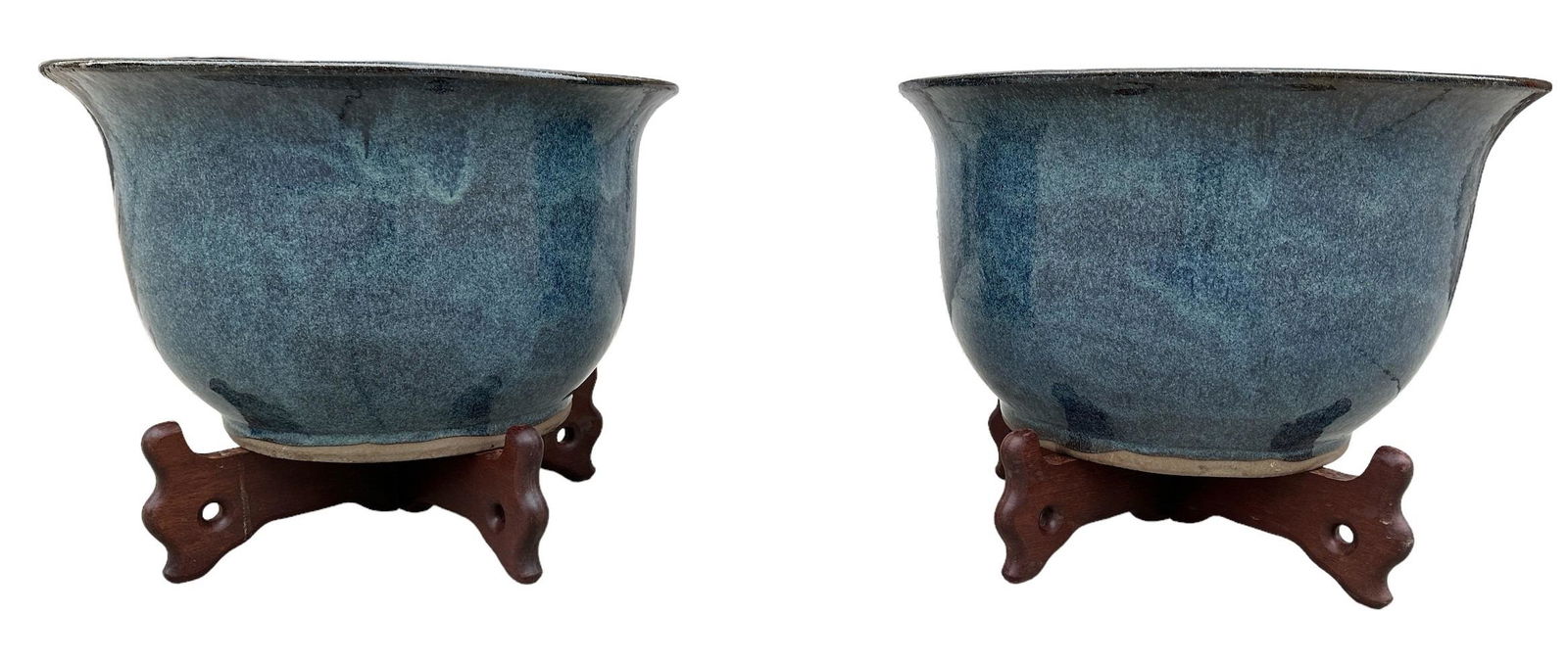 Pair of Large Oriental Style Garden Urn Planters w Stands (1 of 6)