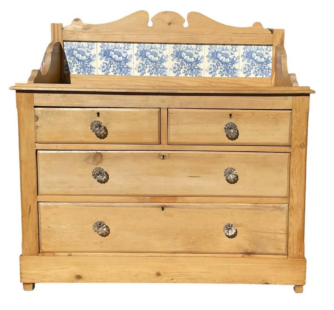 French Pine Washstand w/ Tile Backsplash (1 of 5)