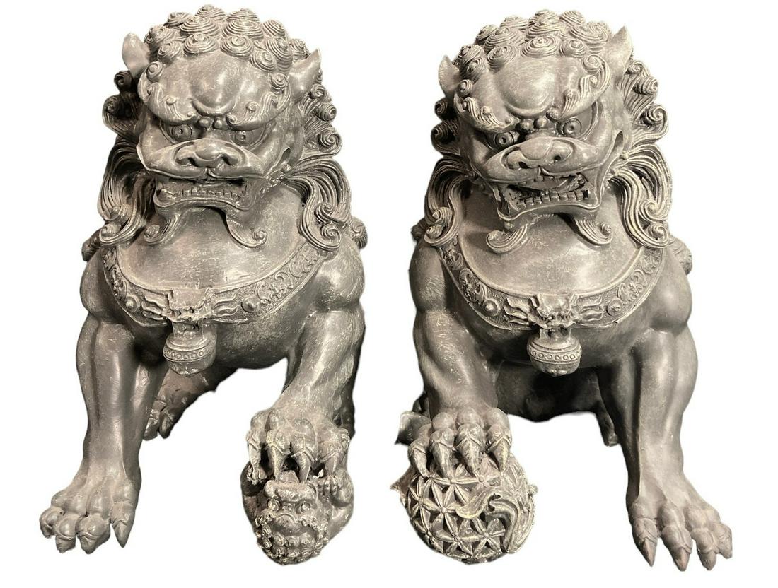 Chinese Fu Dogs Statues, Pair (1 of 3)