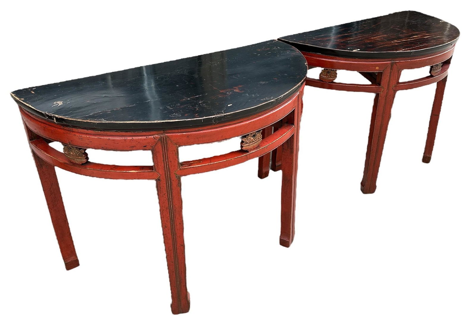 Pair Chinese Demilune Console Tables (1 of 4)