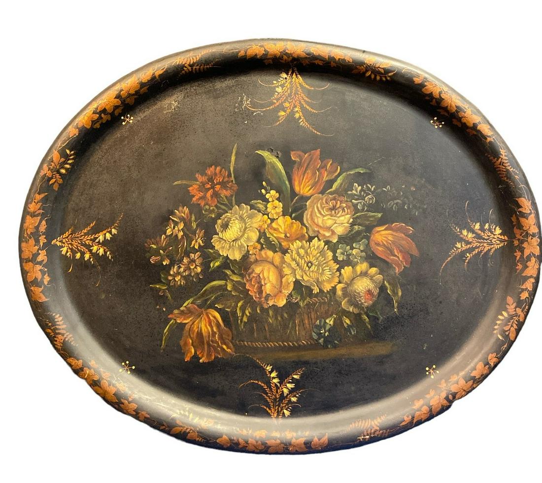 19th C Hand Painted Tole Tray (1 of 2)