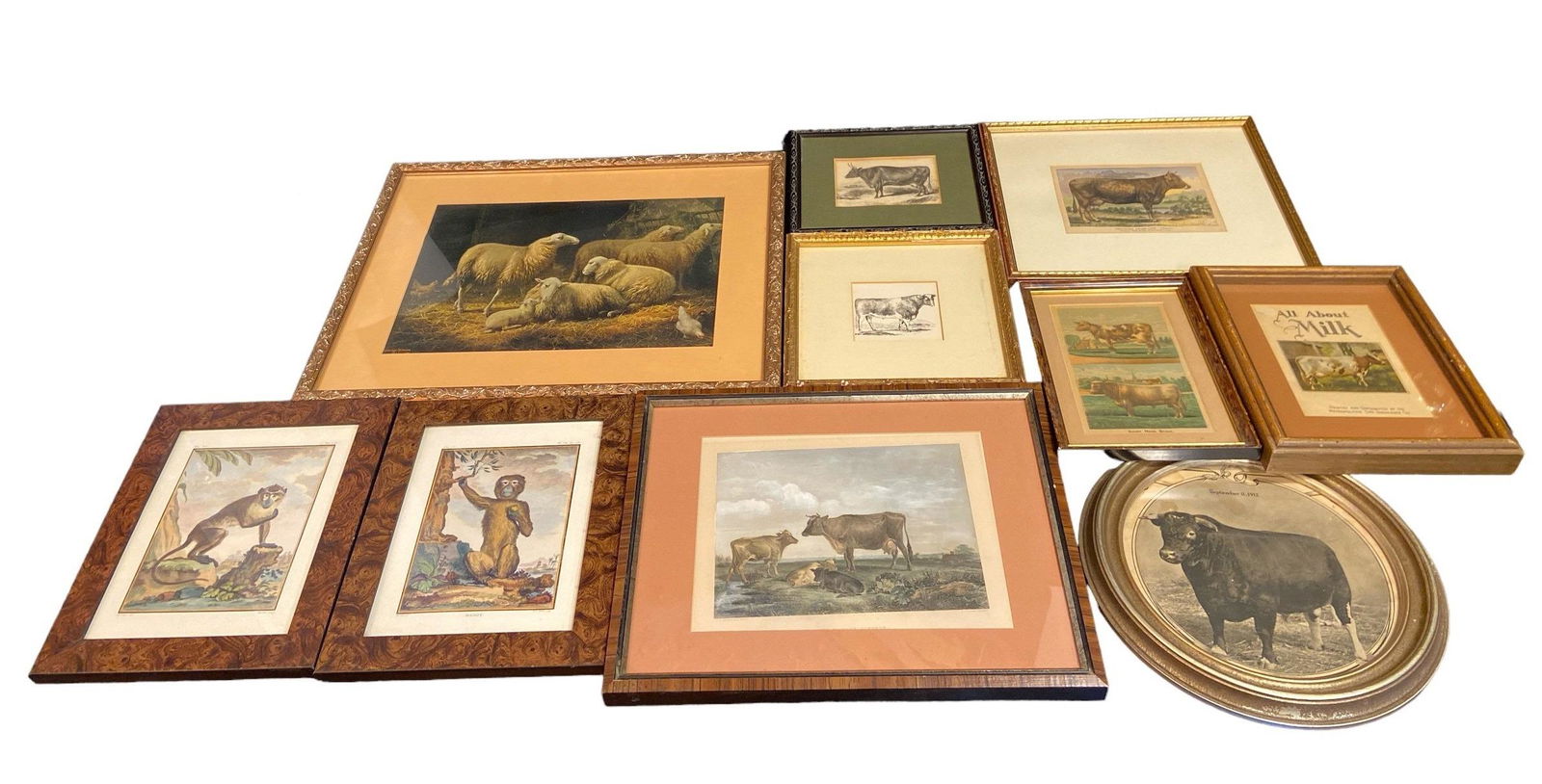 Vintage Cow, Sheep, and Monkey Framed Prints (1 of 6)