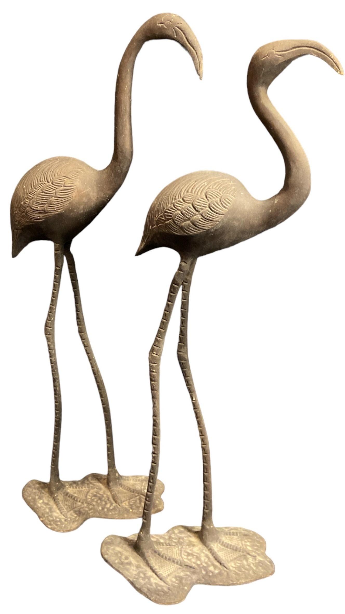 Pair Cast Metal Crane Sculptures (1 of 4)