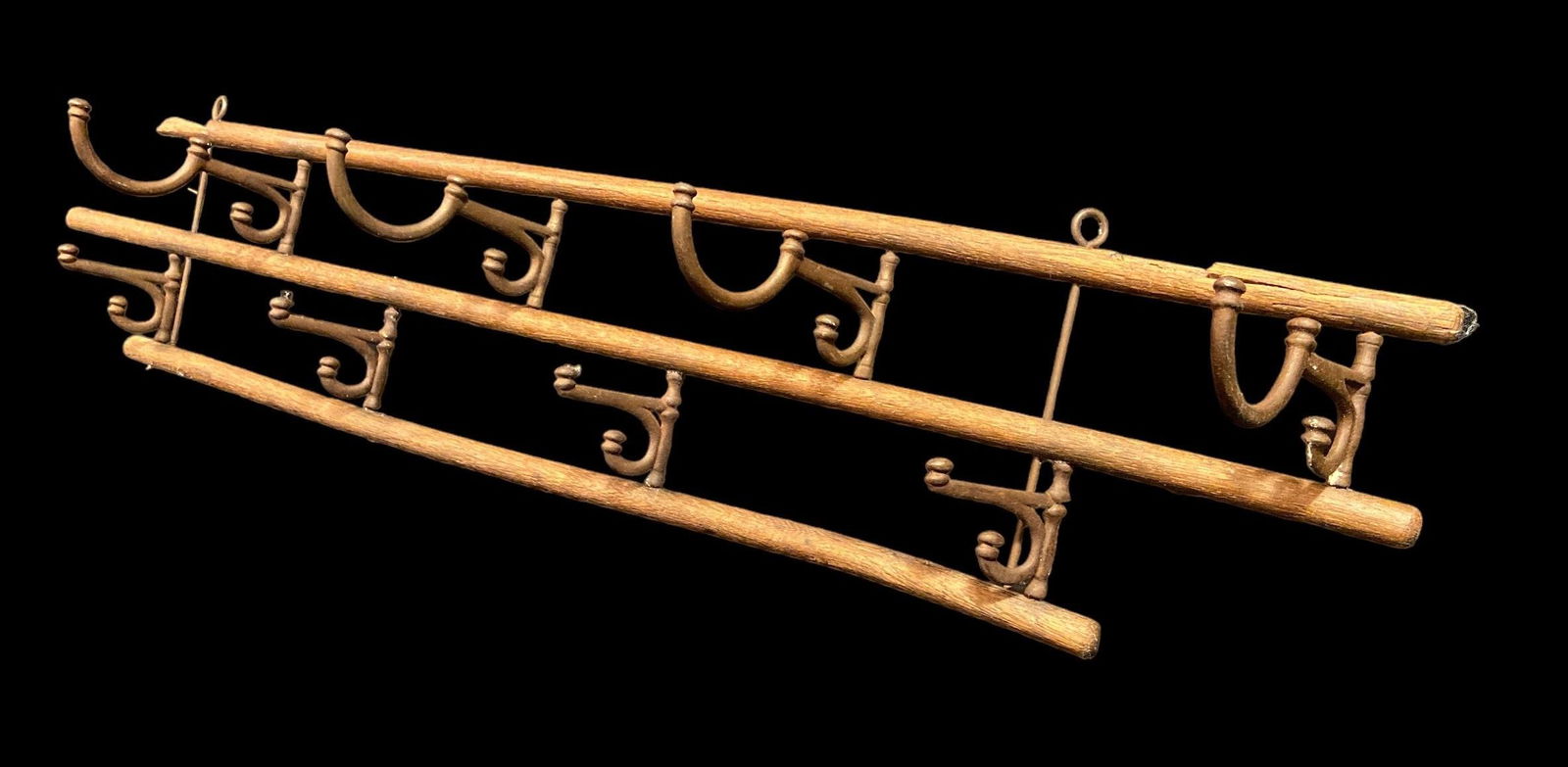 1910's Tenement Type Oak Hall Hat Coat Rack (1 of 3)