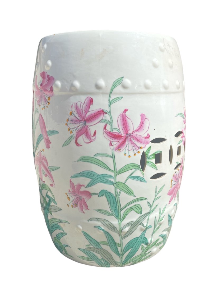 Chinese Floral Painted Garden Stool (1 of 5)