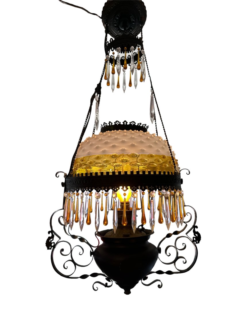 HOBBS FRANCESWARE Hobnail Amber Chandelier (1 of 6)