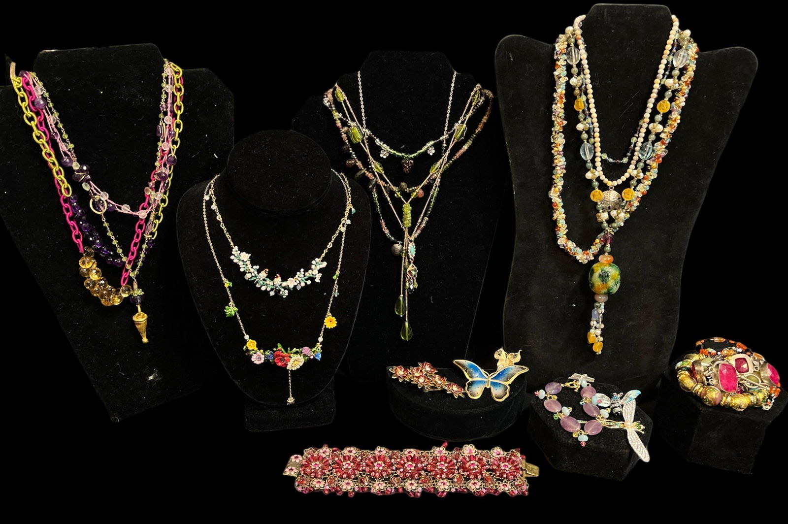 Collection Delicate Vintage Multicolor Beaded Floral and Stone Costume Jewelry (1 of 6)