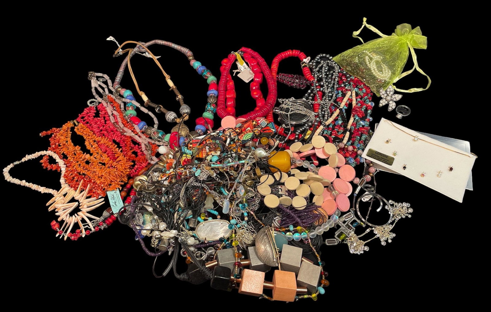 Collection Coral, Amber, Beads w Sterling Silver and 14K Gold Clasps etc. (1 of 6)