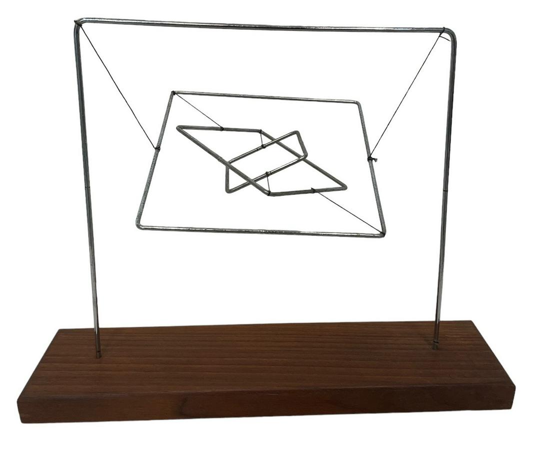 Mid Century Kinetic Sculpture: 9.5" H x 12" W x 3" D