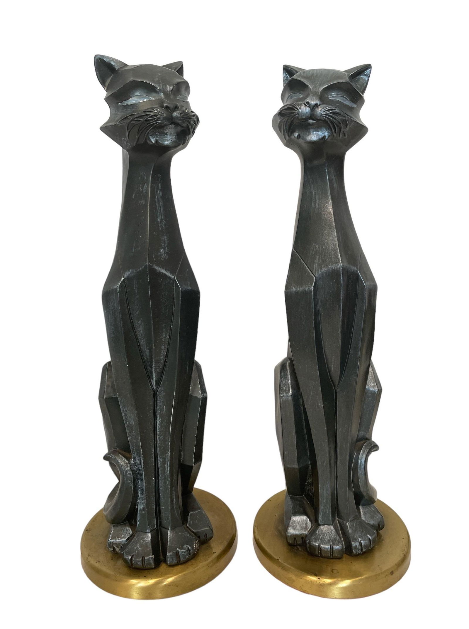 Art Deco Cubist Cat Statues, Pair (1 of 6)