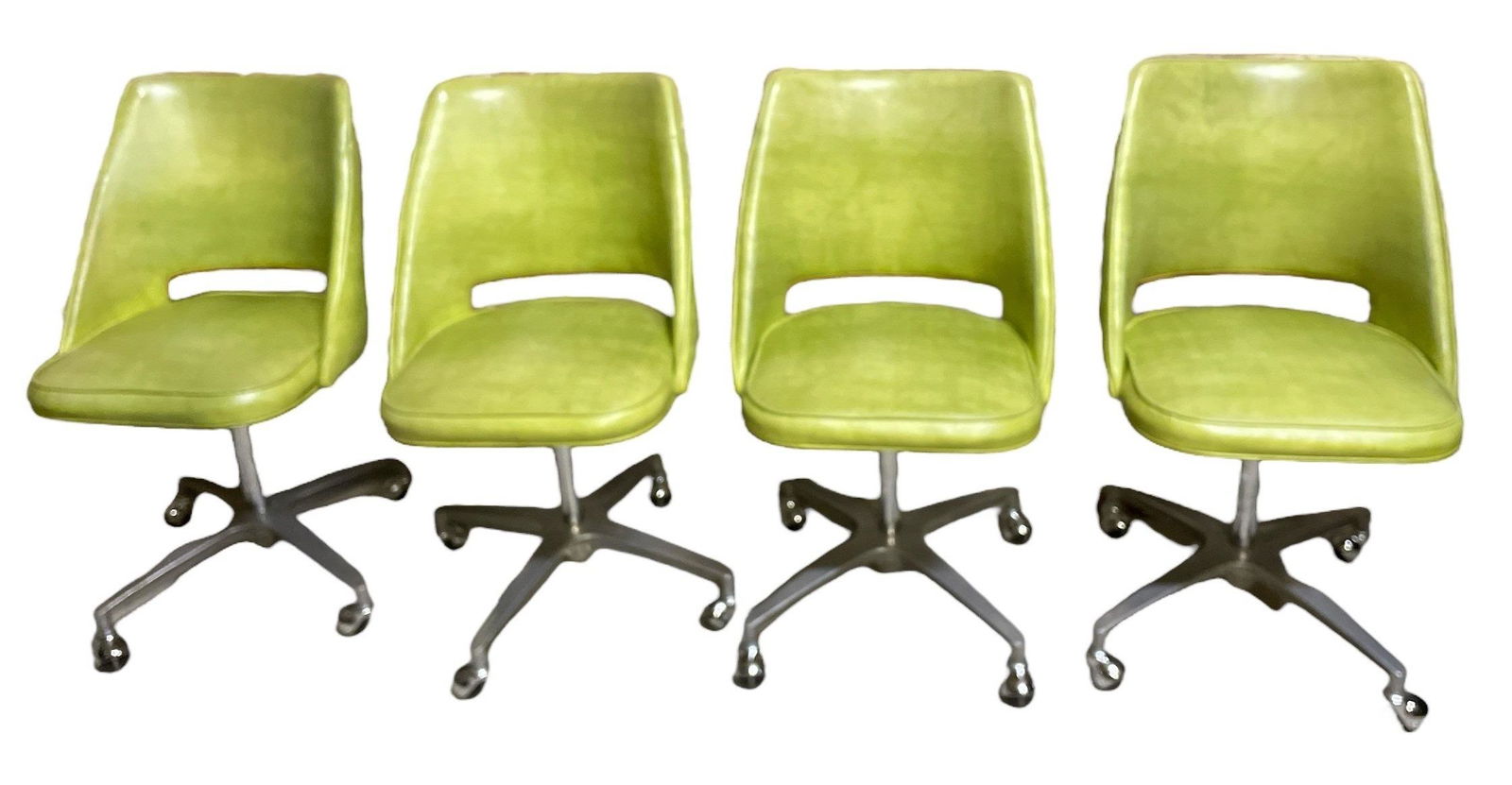 Mid Century CHROMCRAFT Chrome & Vinyl Swivel Dining Chairs (1 of 9)