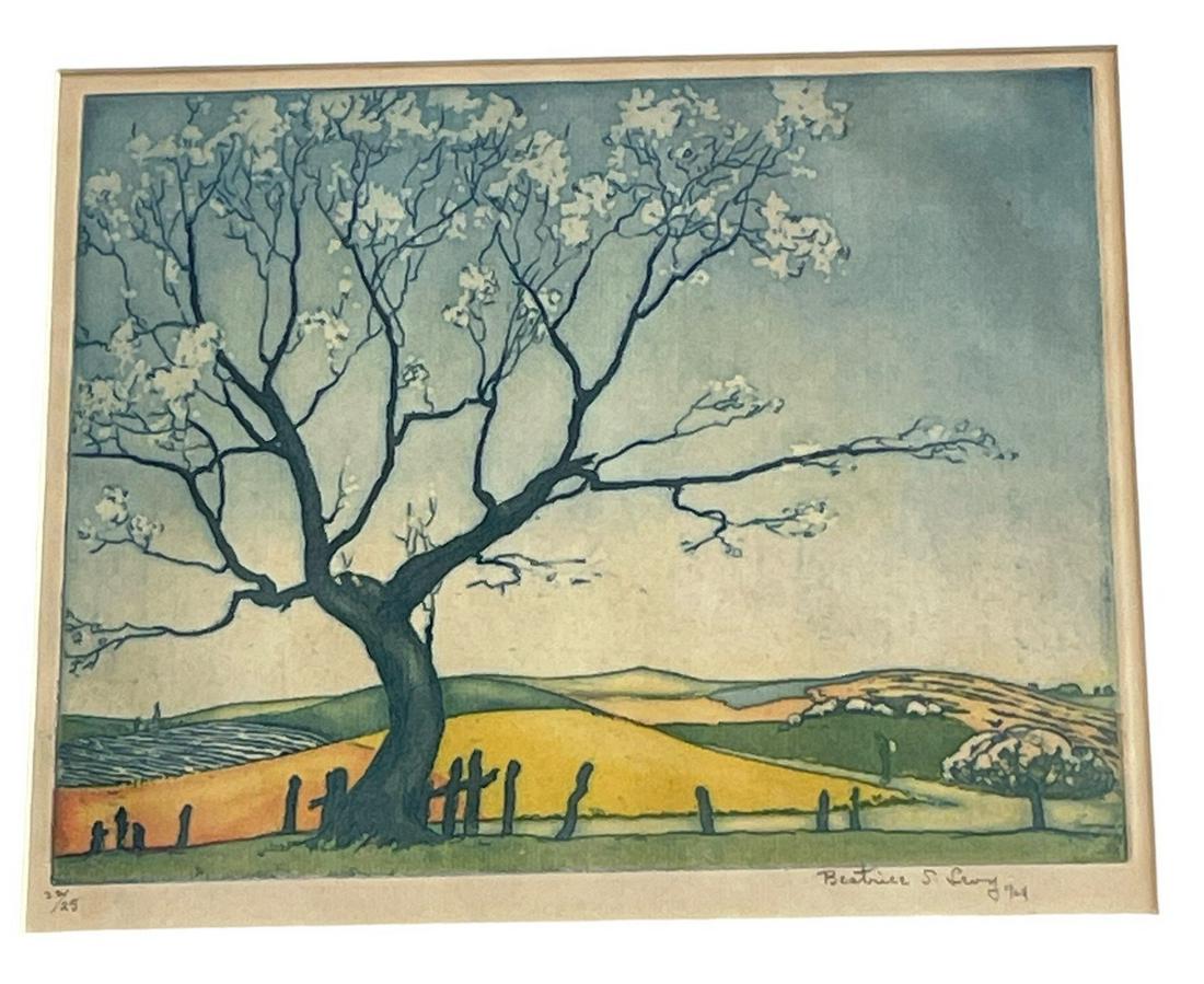 Signed BEATRICE LEVY Colored Aquatint Print (1 of 4)