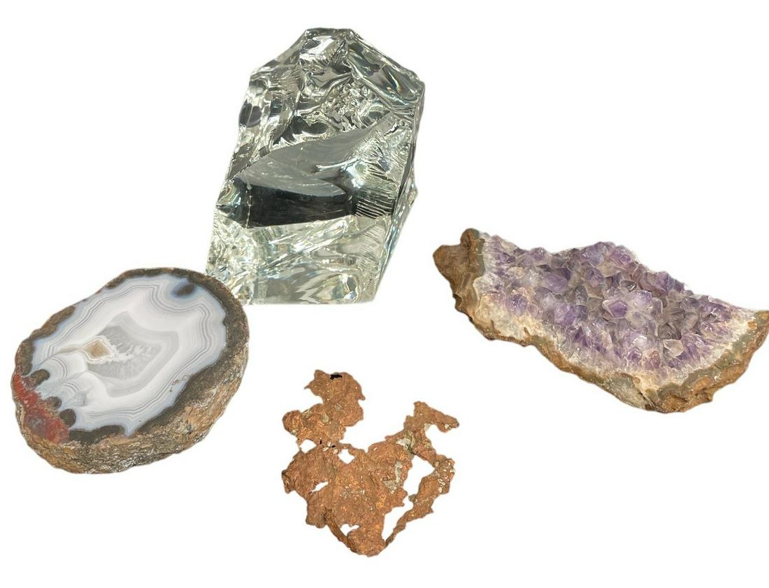 Collection Geodes, Lucite, Copper Desk Articles, Paperweights (1 of 2)