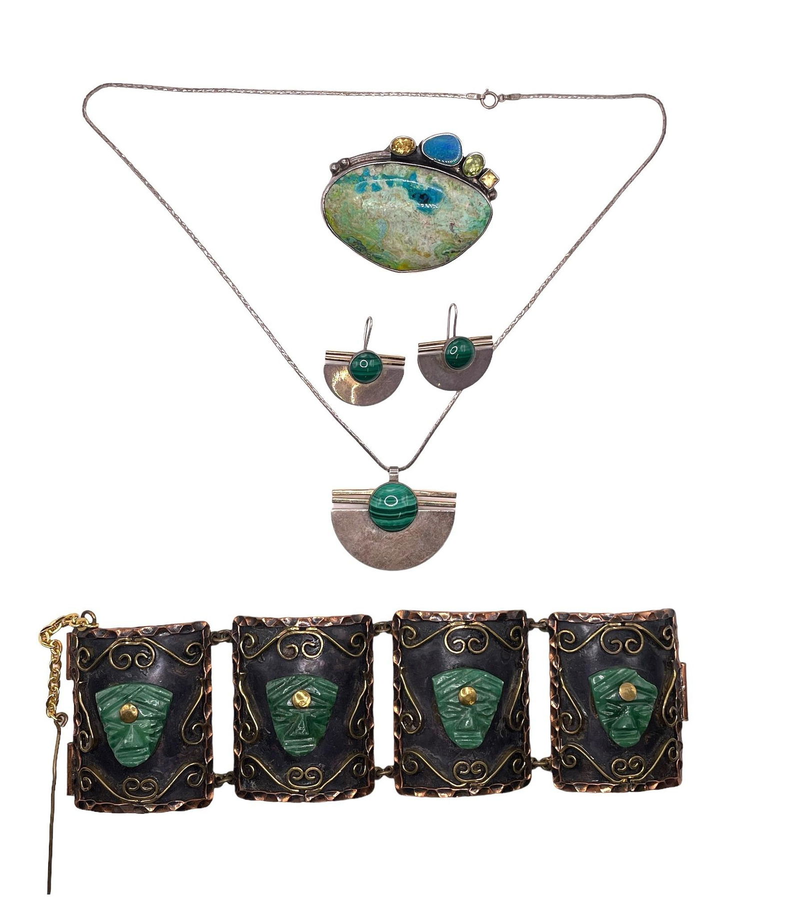 Collection Mid Century & Post Modern Sterling Copper Gemstone Jewelry (1 of 6)