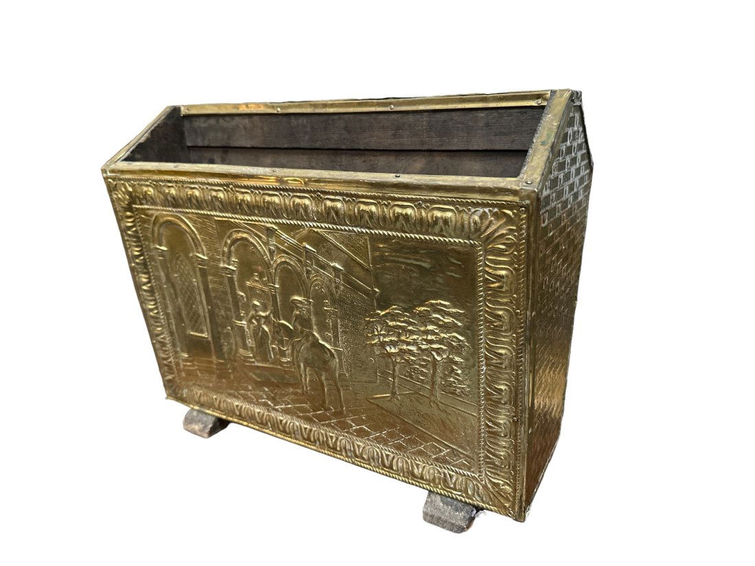 Ornate Wood & Brass Magazine Holder (1 of 4)