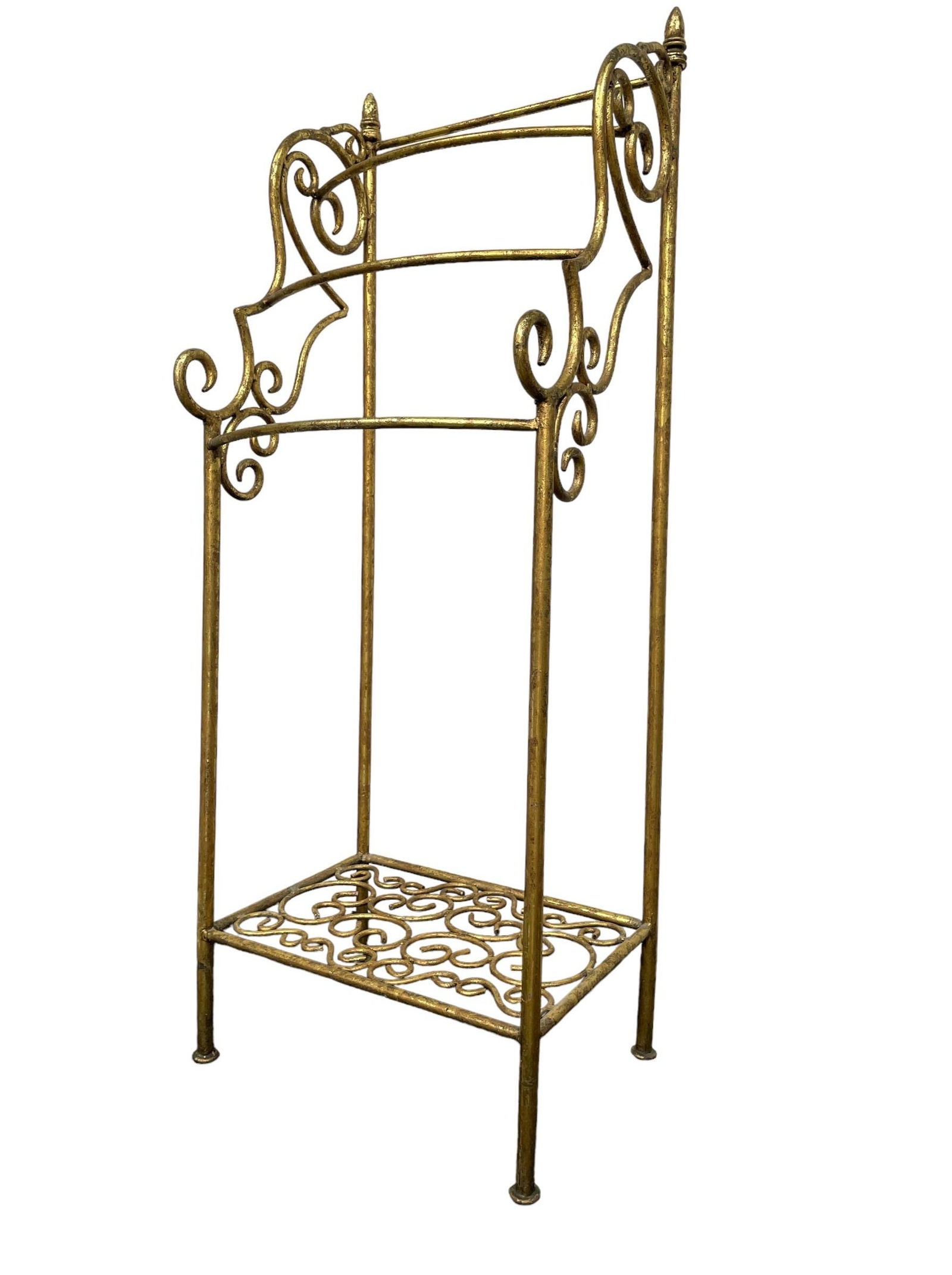 Hollywood Regency Gold Iron Bathroom Towel Rack Stand (1 of 4)