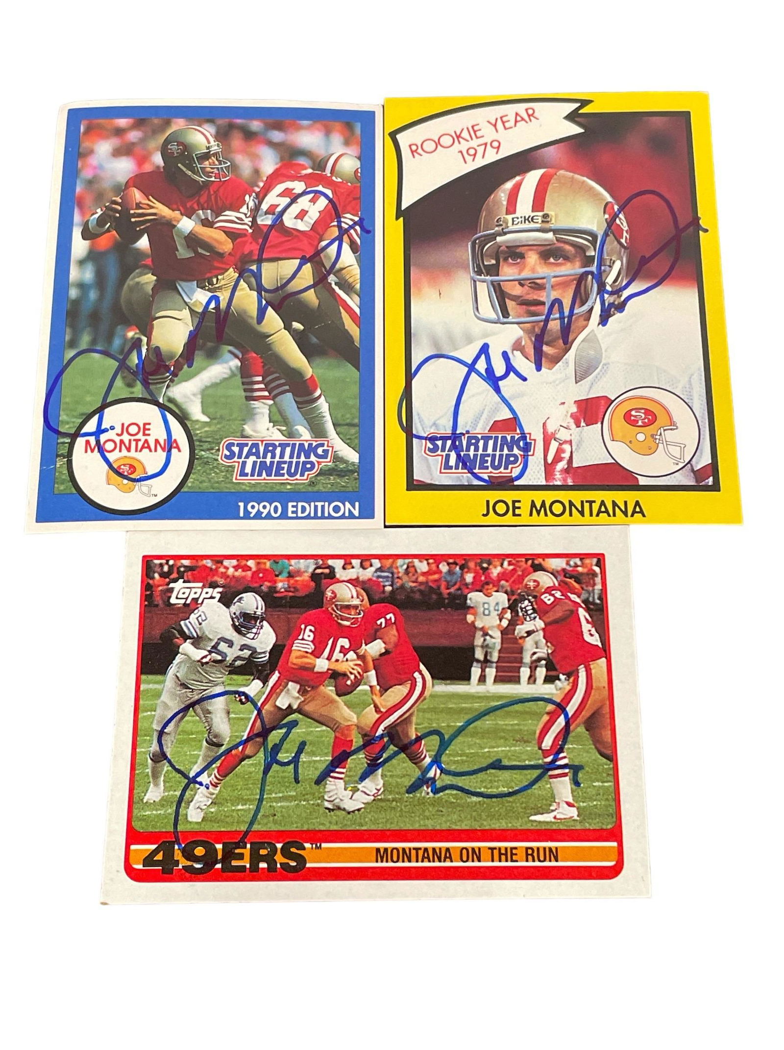 Three Signed JOE MONTANA Trading Cards (1 of 2)