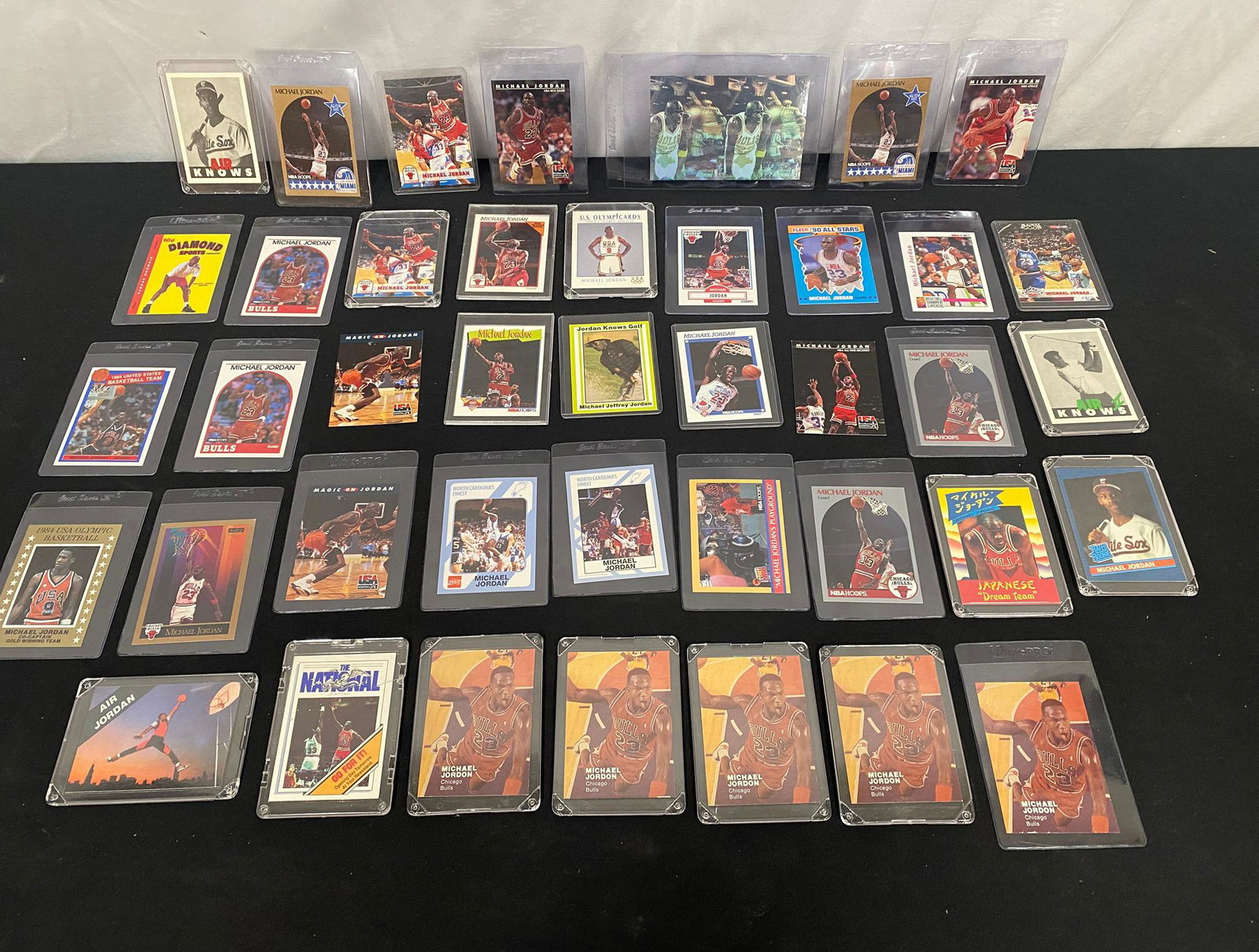 Michael Jordan Collectible Sports Cards: All cards in very good condition and most in protective covers. Including an uncut hologram card. Please contact Rivich Auction for additional information/questions.