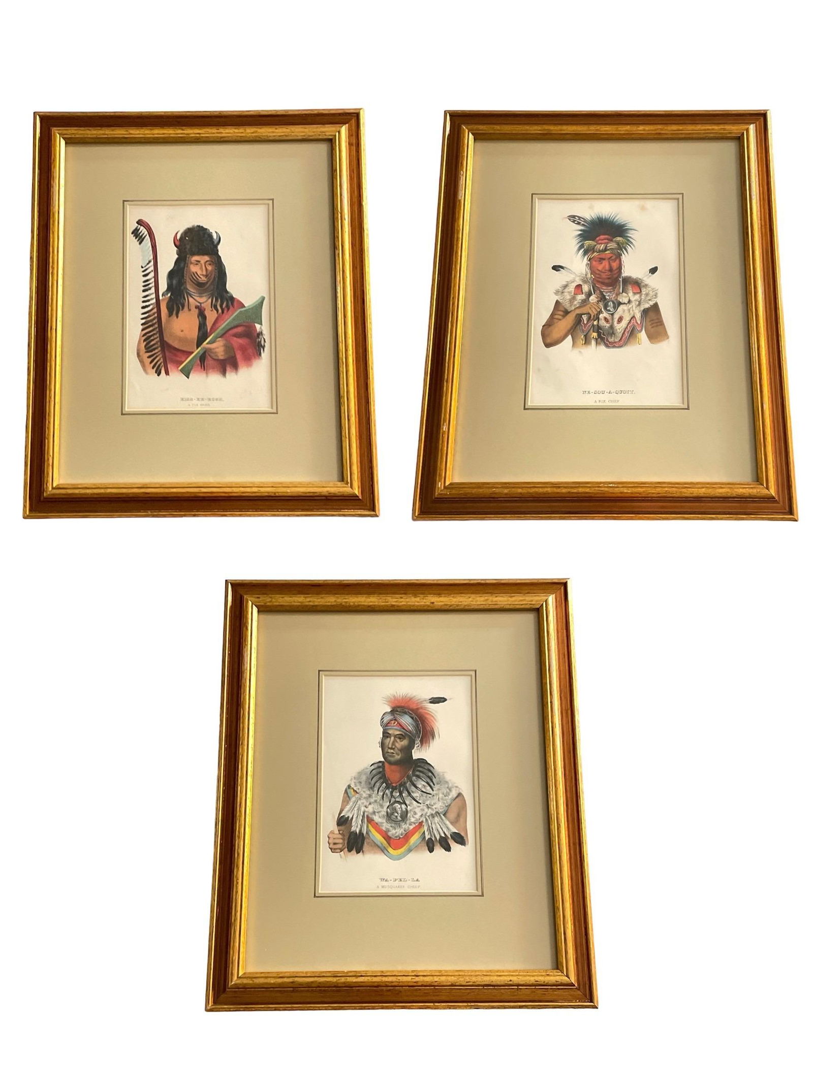 Three MCKENNEY AND HALL Native American Book Plate Lithographs (RICE RUTTER & CO, 1868) (1 of 7)