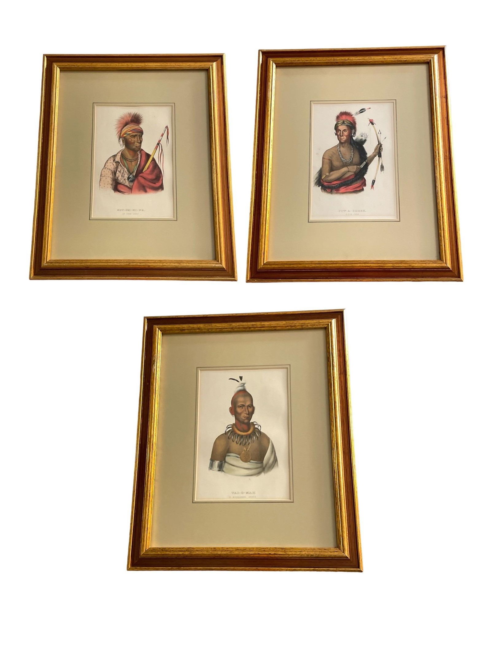 Three MCKENNEY AND HALL Native American Book Plate Lithographs (RICE RUTTER & CO, 1868) (1 of 7)