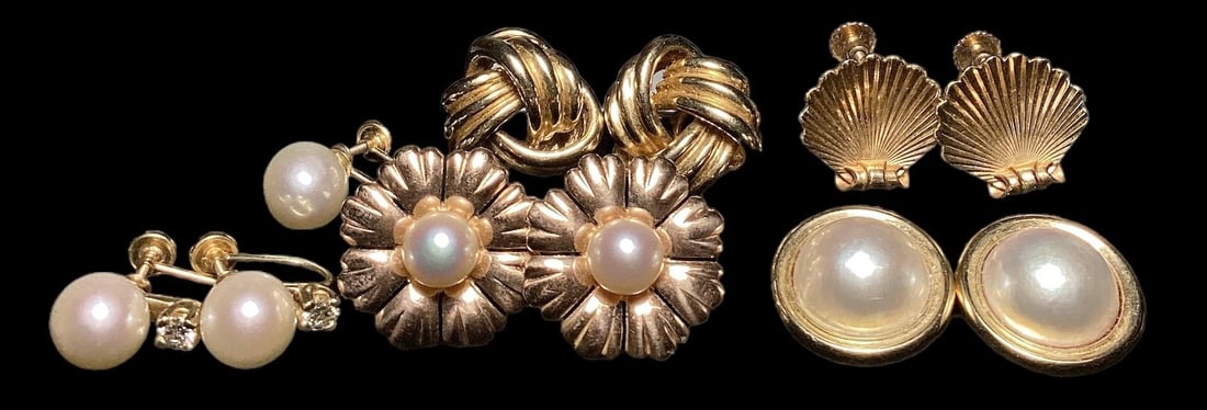 Collection 14k Gold, Diamond, Pearl Earrings (1 of 3)