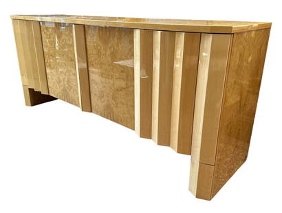 GIORGIO COLLECTION Memphis Postmodern Credenza Server: 31.5" H x 76"W x 20.25"D , Burr Satinwood Please contact Rivich Auction for more information