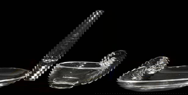 Two STEUBEN Snail Scroll Bowls and an Anniversary Glass: Larger bowl measures 3" H x 8.75" DIAPlease contact Rivich Auction for more information