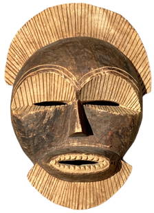 Hand Carved South African Face Mask: 17" H x 13" W x 4" D. Please contact Rivich Auction for more information.