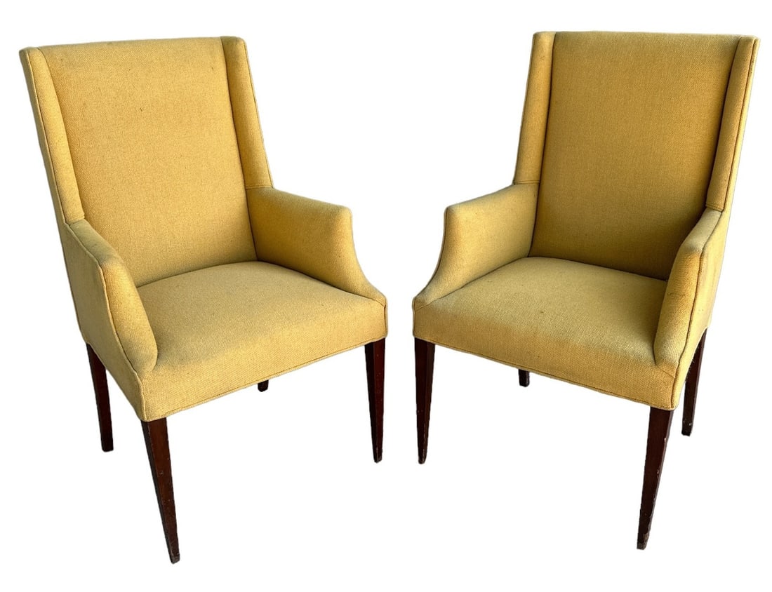 Tall Upholstered Wingback Chairs, Pair (1 of 4)