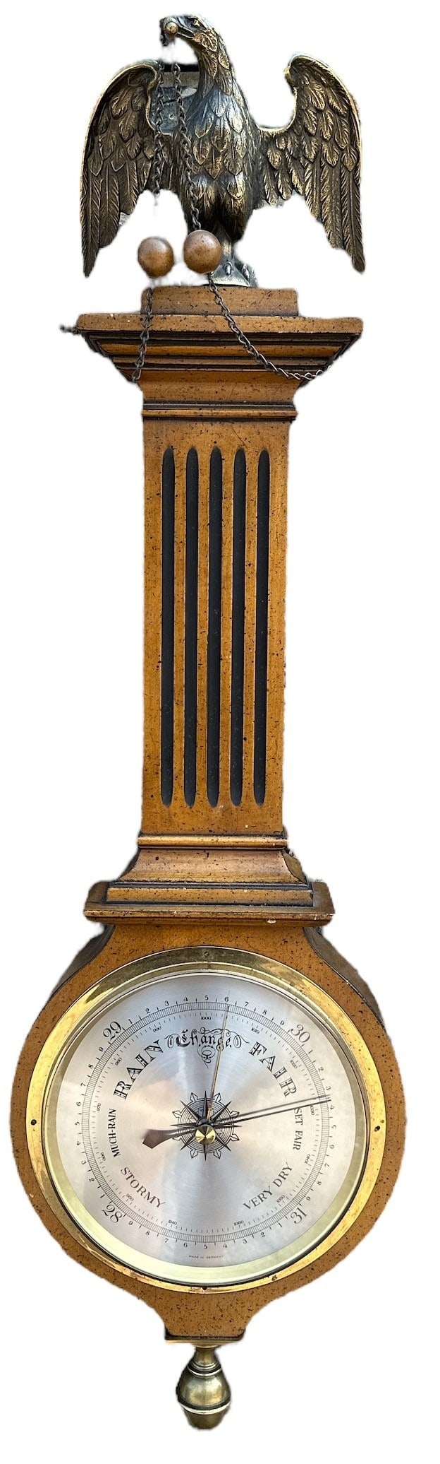 Stiffel Federal Style Carved Wood & Brass Barometer (1 of 5)
