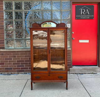 Antique Oak China Cabinet Bookcase: 66.25" H x 36" W x 14" D; Please contact Rivich Auction for more information