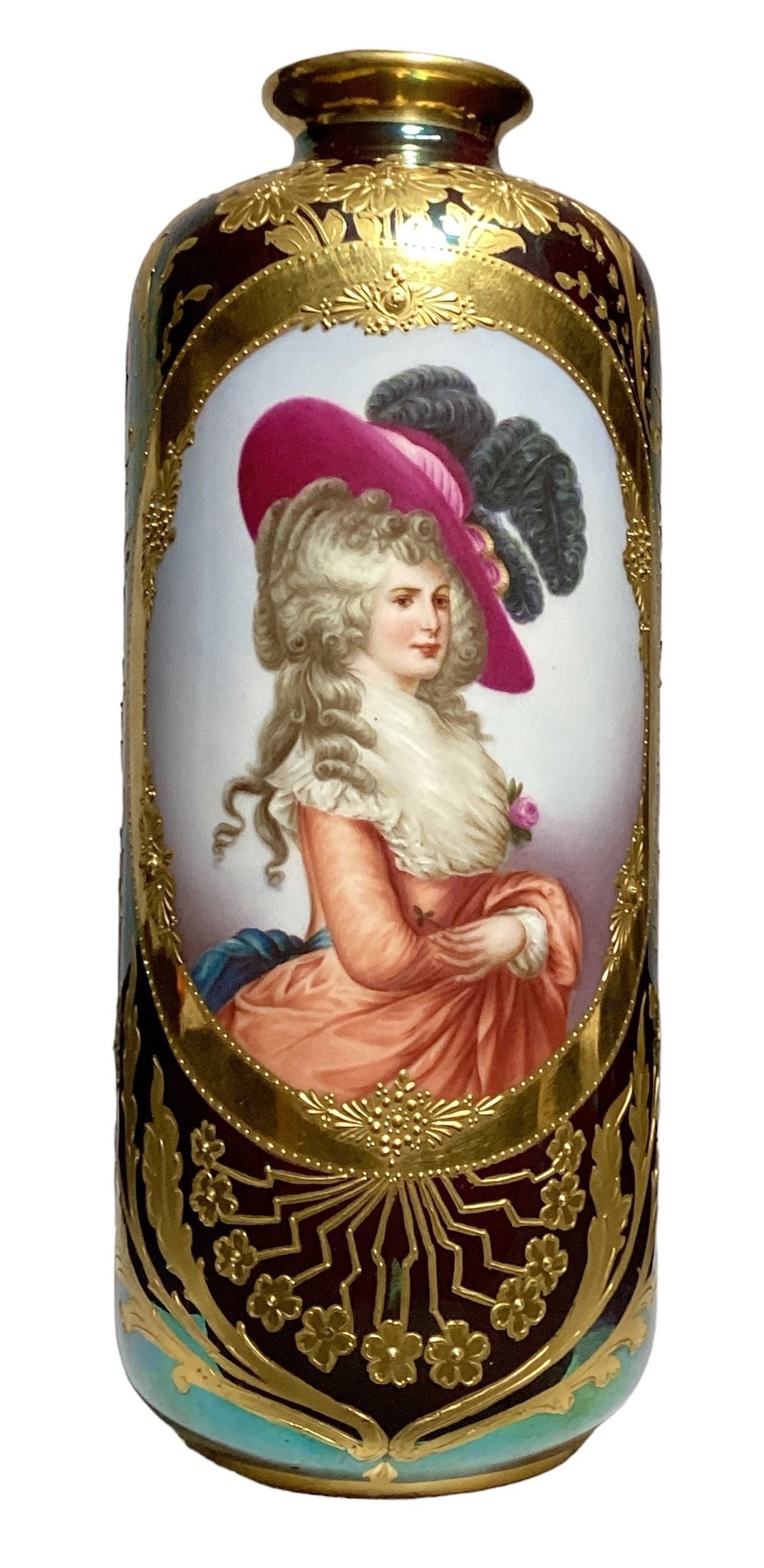 DRESDEN Germany Porcelain & Jeweled Portrait Vase (1 of 4)