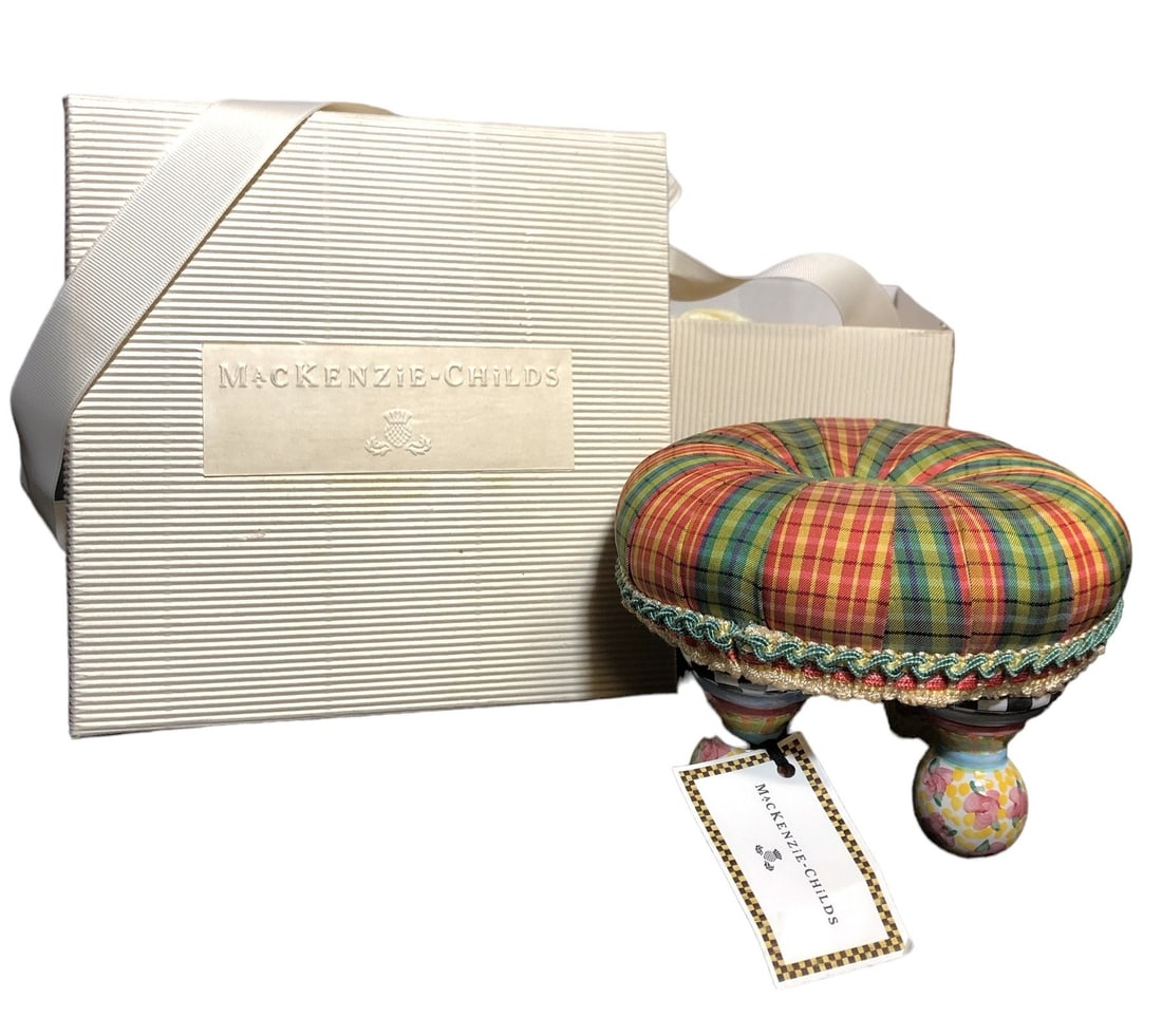 MACKENZIE CHILDS Miniature Tufted Ottoman NIB (1 of 4)