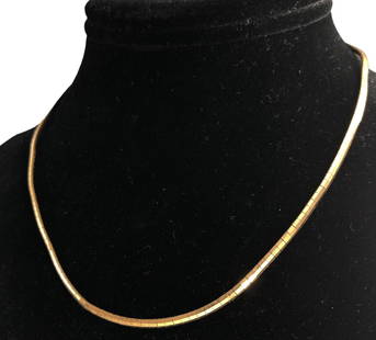 18k Gold Omega Chain Necklace: 16" total length, 14.7g. Also marked 313 VI; Please contact Rivich Auction for more information.