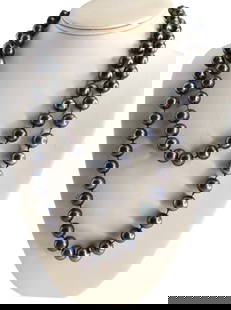 14k Gold Tahitian South Sea Pearl Necklace with Ball Clasp: 42" total length, 128.3g; Please contact Rivich Auction for more information.