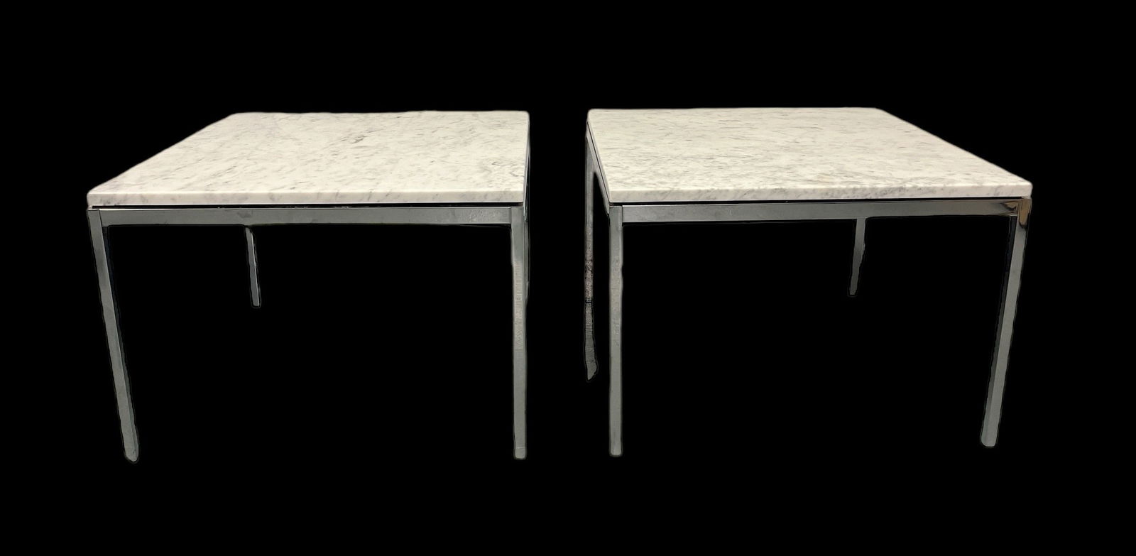 Mid Century FLORENCE KNOLL 2510 Marble Top Side Table, Pair (1 of 8)