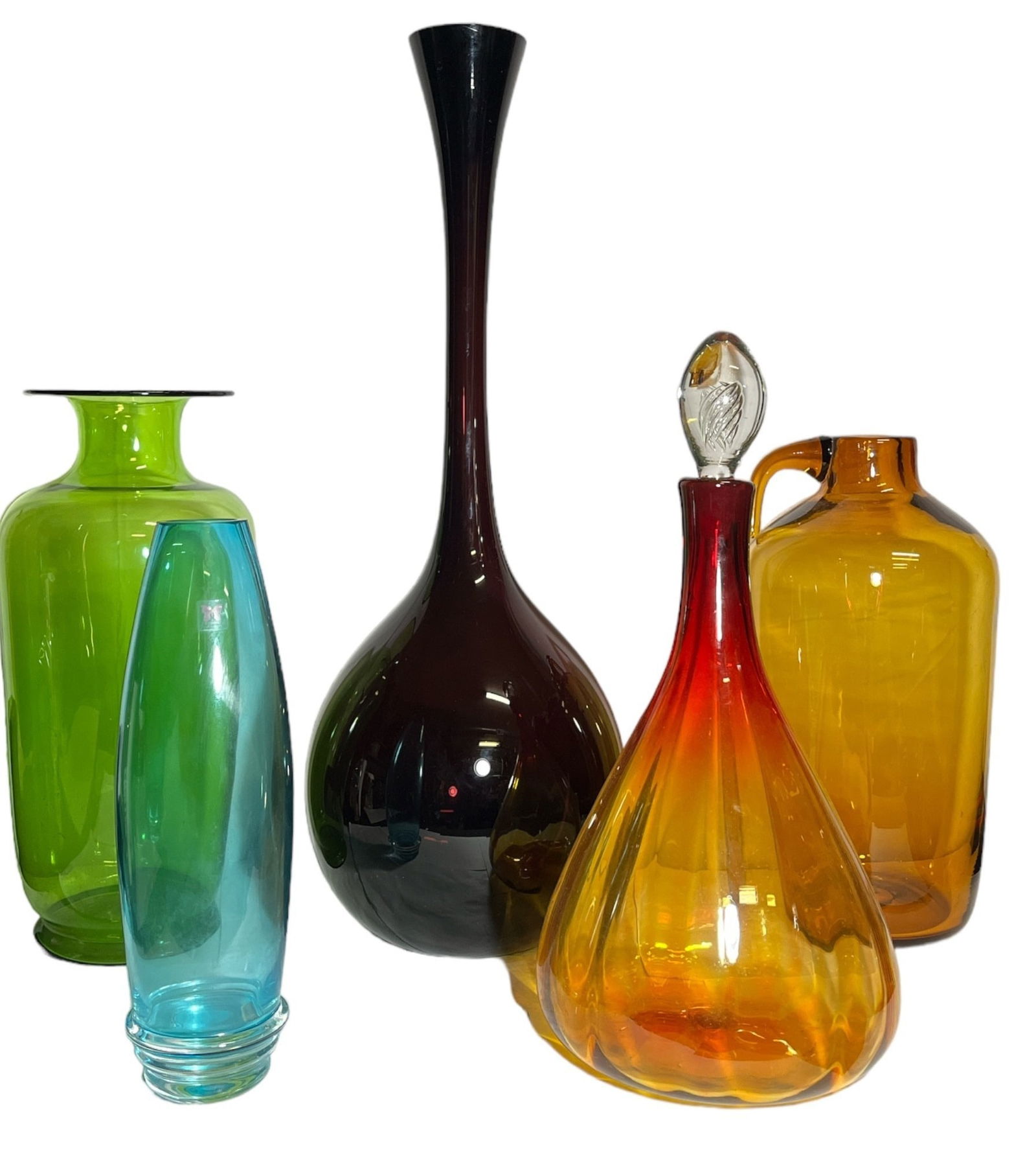 Collection Massive Mid Century Colored Glass Vases BLENKO, MARQUIS (1 of 4)