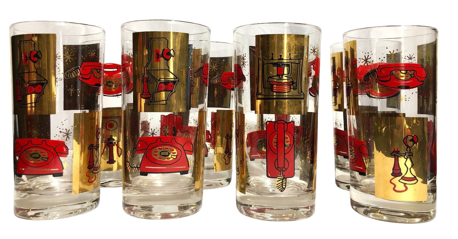 Mid Century Atomic Era 1950's Highball Glasses Set (8) (1 of 3)