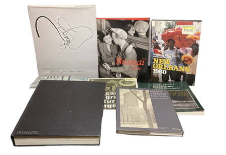 Collection (8) Photography Coffee Table Books: Includes Andy Goldsworthy Ephemeral works 2004-2014; Alfred Stieglitz New York; Ansel Adams Examples: The Making of 40 Photographs; William Claxton New Orleans 1960; And Brassai Paris; Largest book is