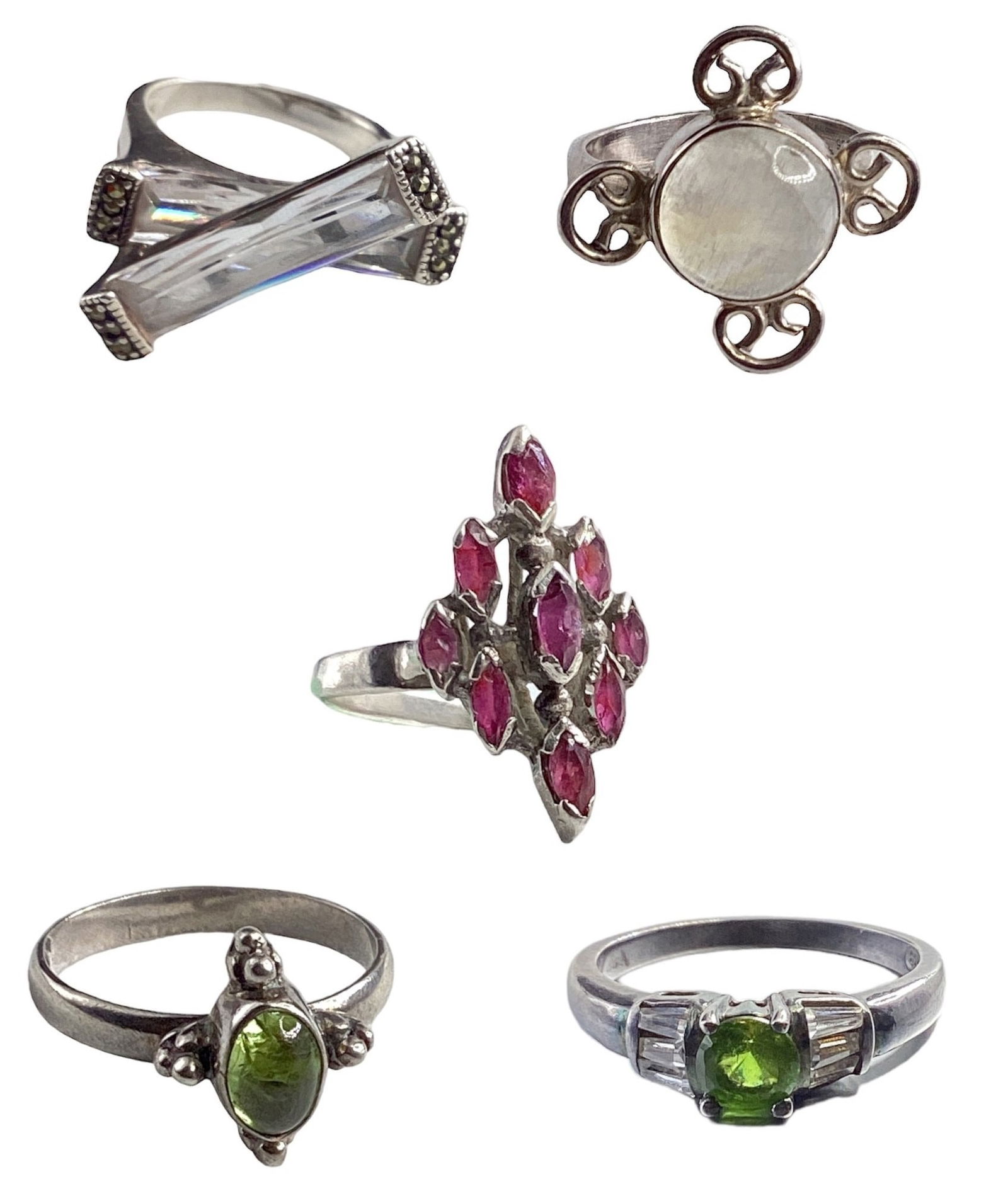 Collection Modernist Sterling Silver & Gemstone Rings (1 of 7)