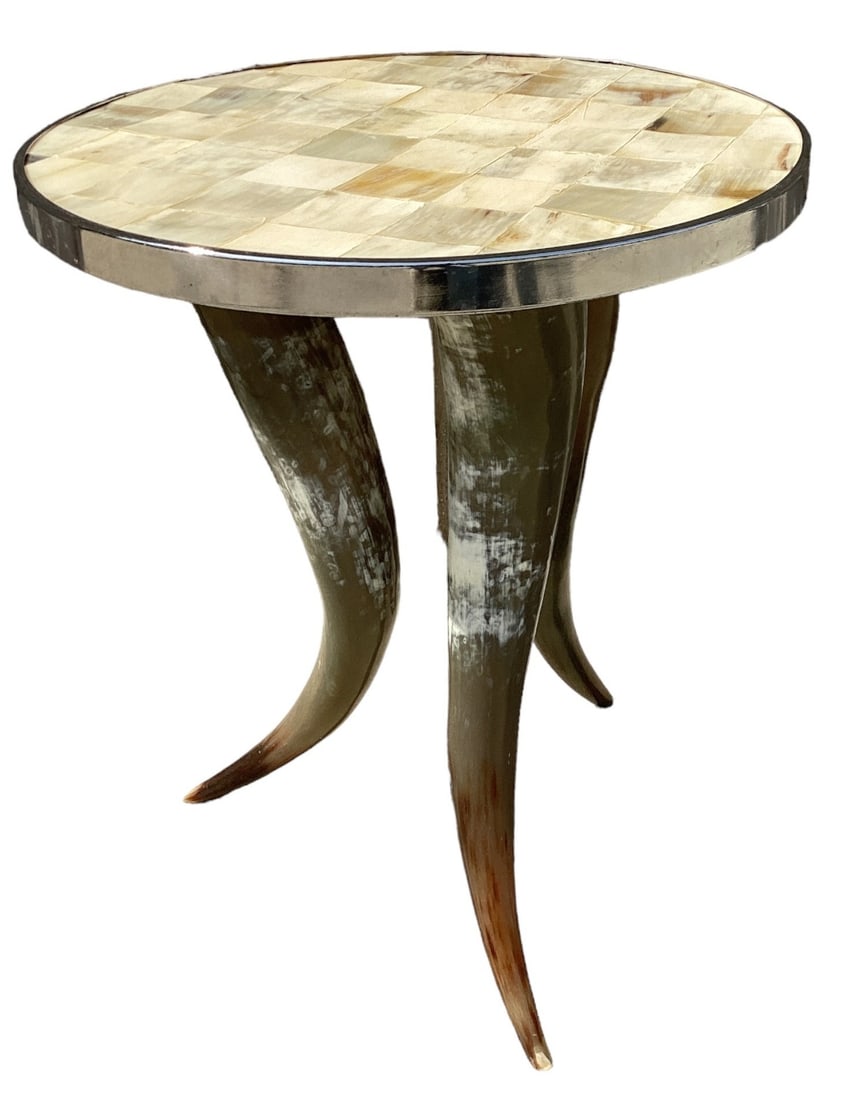 Tessellated Tile Top Horn Side Table (1 of 4)