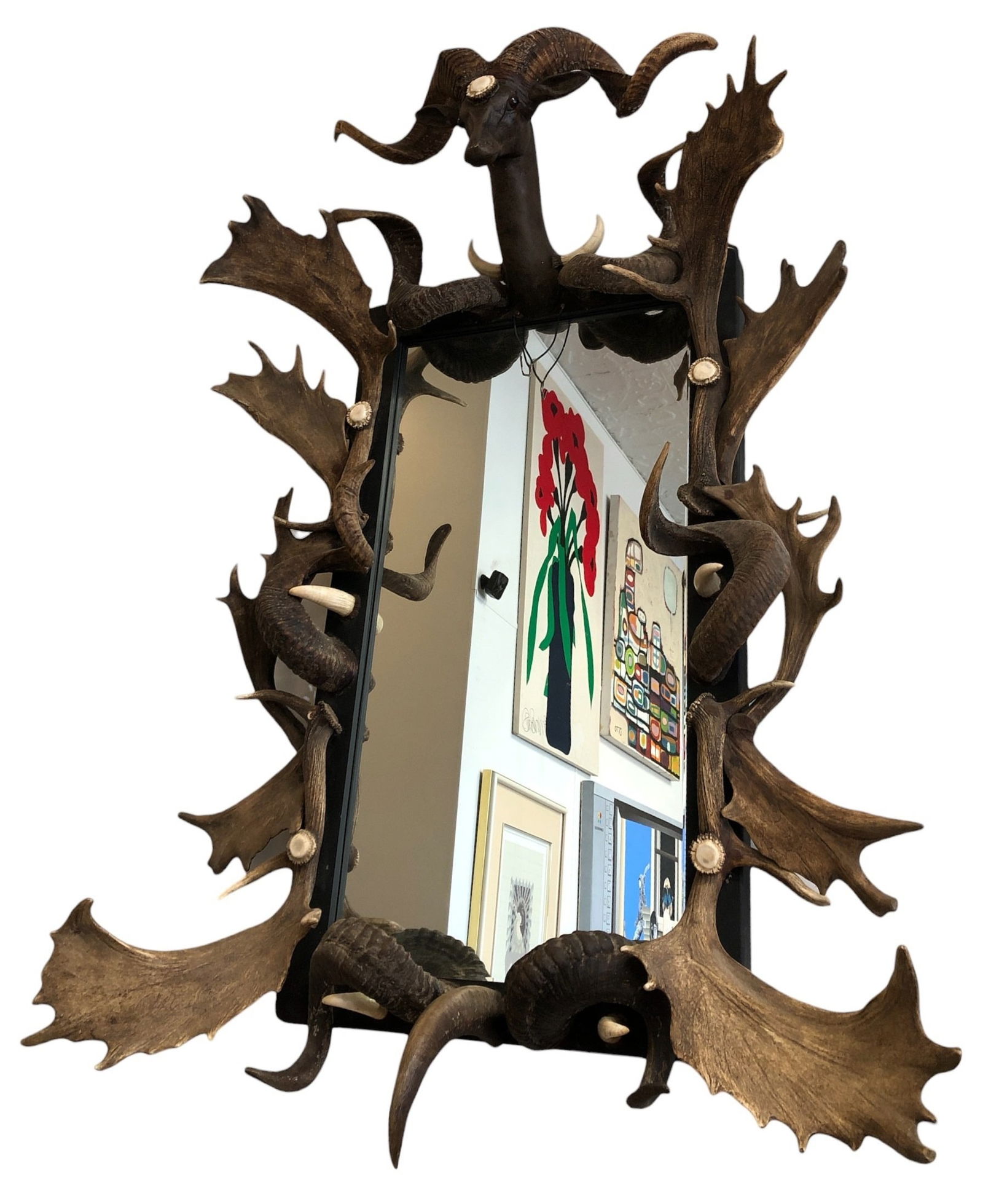 Ornate Epic Taxidermy &  Black Forest Style Antler Mirror (1 of 6)