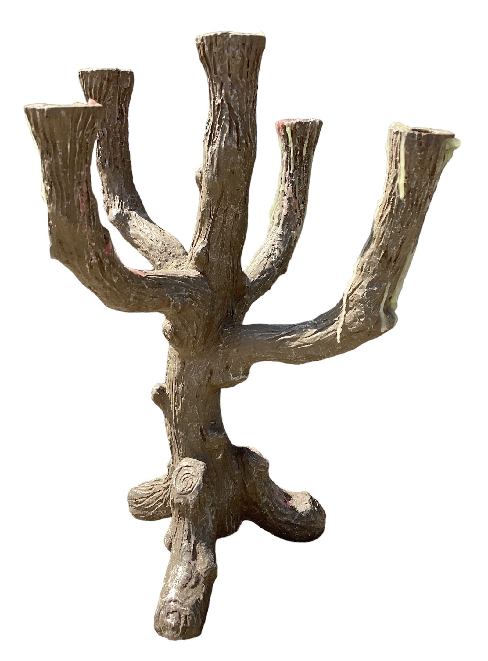 Faux Bois Candle Holder: 15.5" H x 11" across