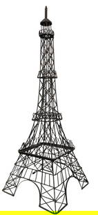Vintage Metal Eiffel Tower Sculpture: 33.75" H x 12" x 12" at base
