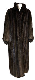 Vintage Full Length Dark Brown Mink Coat: Label "Thomas E. McElroy."; 25" Sleeve Length; 50" L shoulder to hem x 19" Armpit to armpit