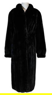 Full Length Black Mink Coat: Canadian: 27"sleeve length 46"shoulder to hem, 25"across chest